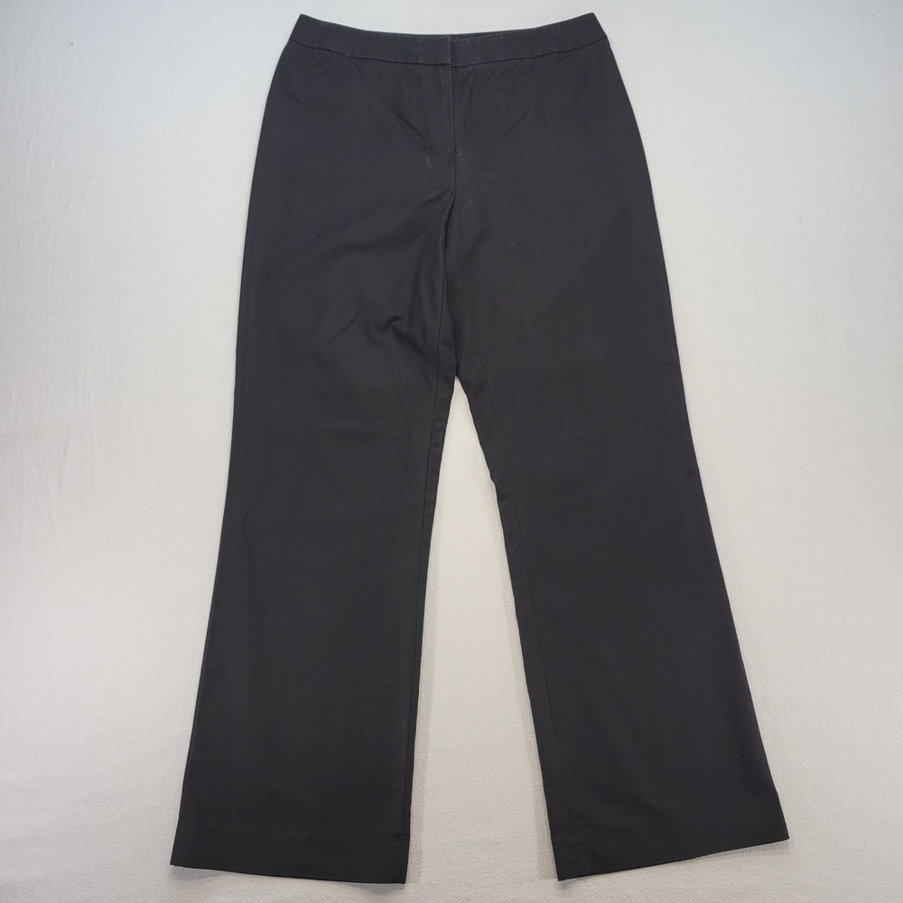 Lafayette 148 Pants Womens 8 Black Wide Leg Cotton Stretch‎ Trouser